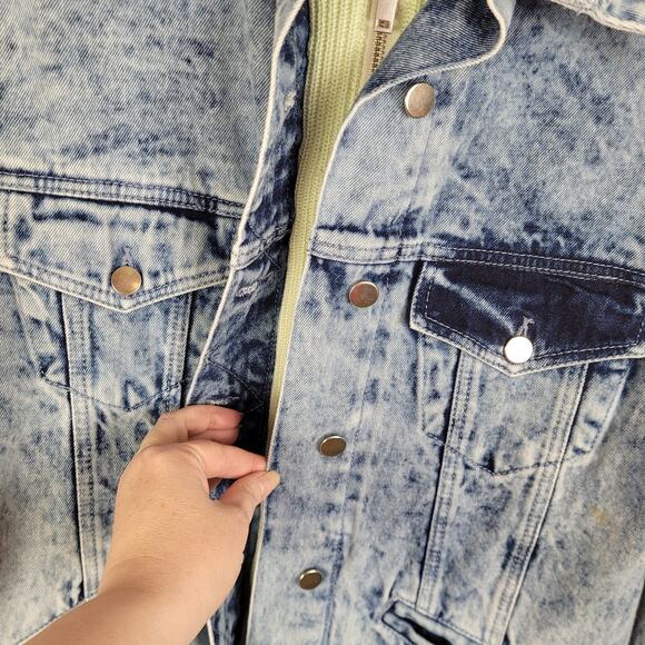 Samantha Sipos Zinna Acid Wash Hooded Denim Jacket Size Small 90s retro grunge - Picture 4 of 9